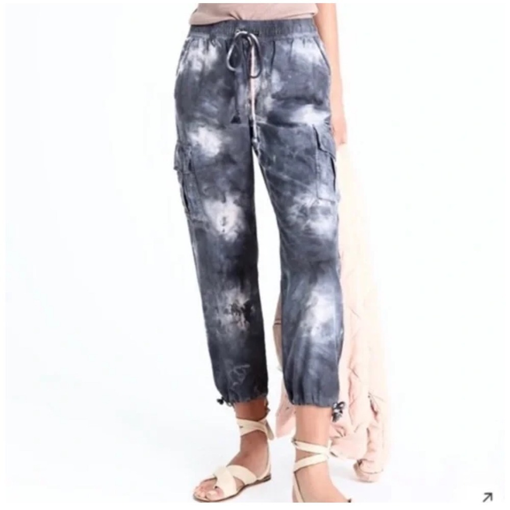 Sanctuary x Anthropologie Gray/Pink Tie Dye‎ Cargo Joggers, Large